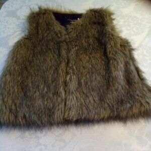 Tanming Brown Faux Fur Vest Warm Cozy Fully Lined Size Small